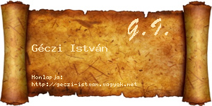 Géczi István névjegykártya